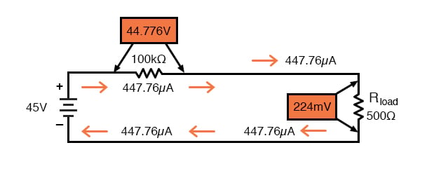 齐纳non-regulator KΩ100系列和500Ω电阻负载。>